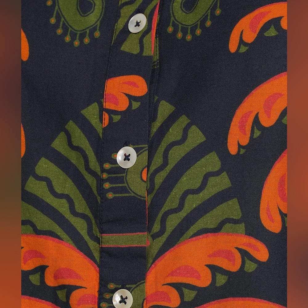 NWT Jude Connally Pru Cotton Voile Decorative Frond Navy - Picture 4 of 5